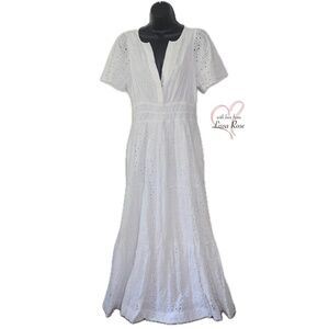 Unique Somerset Maxi Dress Embroidered Floral Eyelet Pattern (Anthropologie)